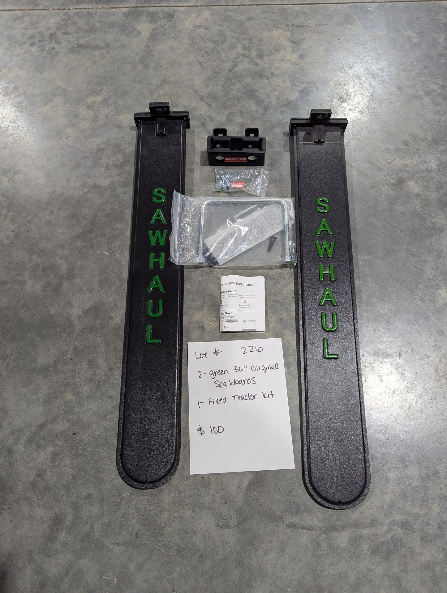 2 36" GREEN SCABBARDS WITH A FIXED TRACTOR KIT LOT