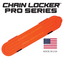 Orange chain locker with 'Chain Locker Pro Series' branding and an American flag, indicatingMade in USA.