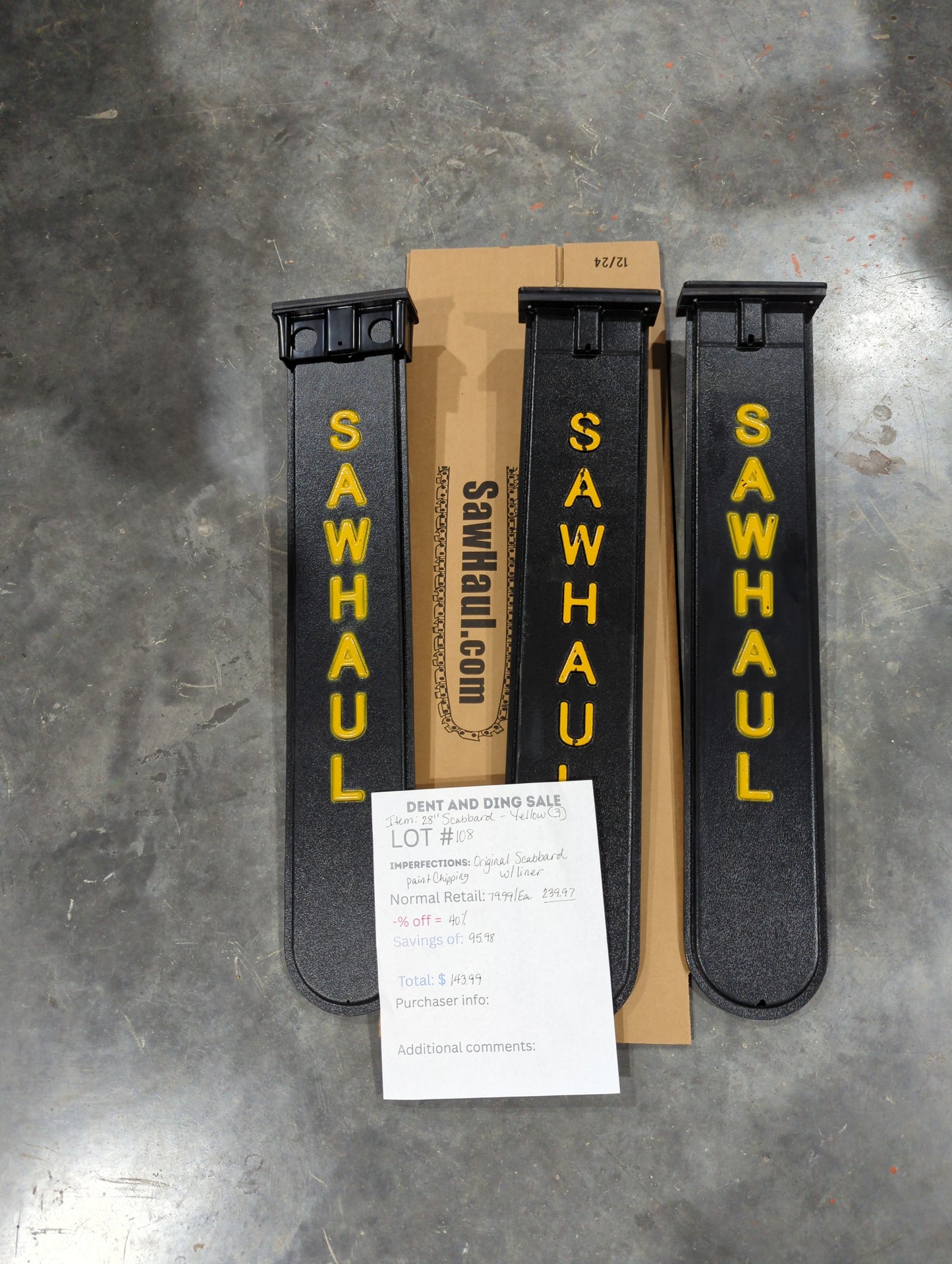 DEAL of the Day!! Lot # 108 (3 pack)-28" Yellow Original Scabbards with Liner included