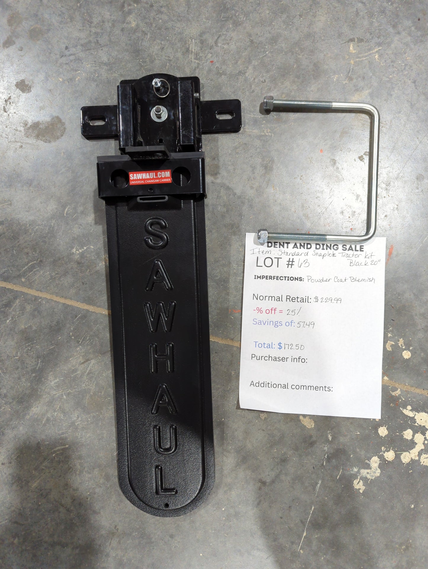 DEAL of the Day!! Lot #61-65 20" Black Snap-Lok Tractor Kit