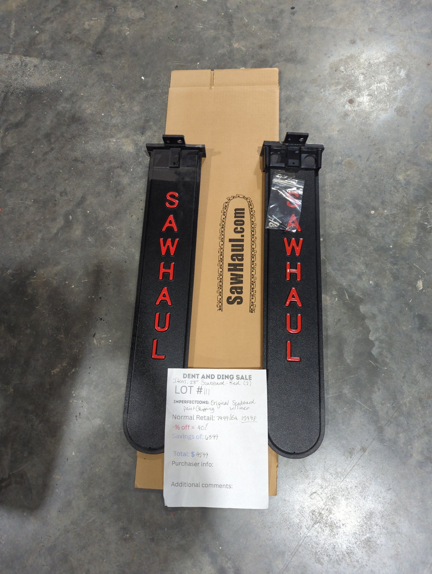 DEAL of the Day!! Lot # 111 (2 pack)-28" Red Original Scabbards with Liner included