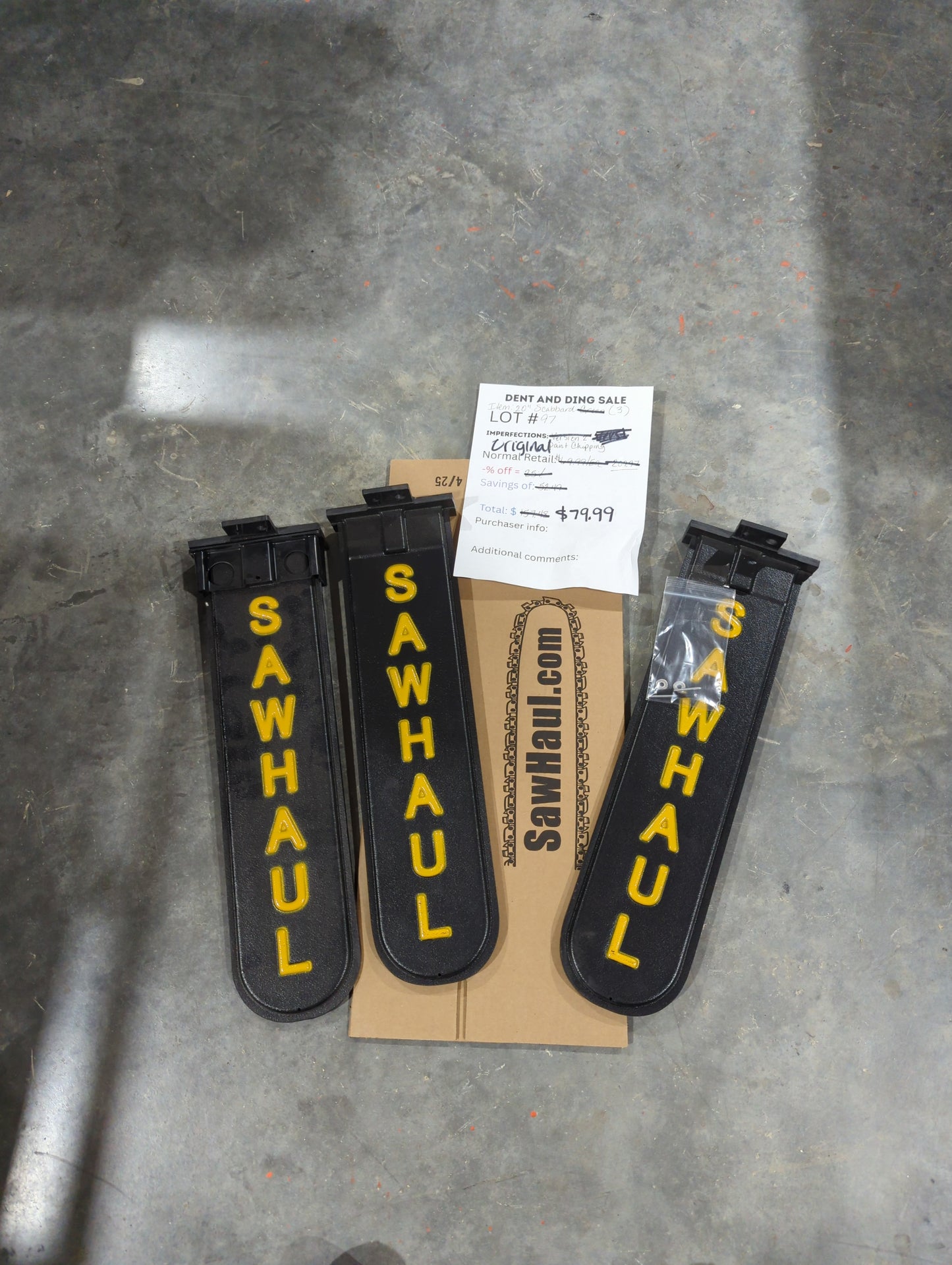 DEAL OF THE DAY!! LOT# 97 (3 PACK) YELLOW 20" ORIGINAL SCABBARD WITH LINER