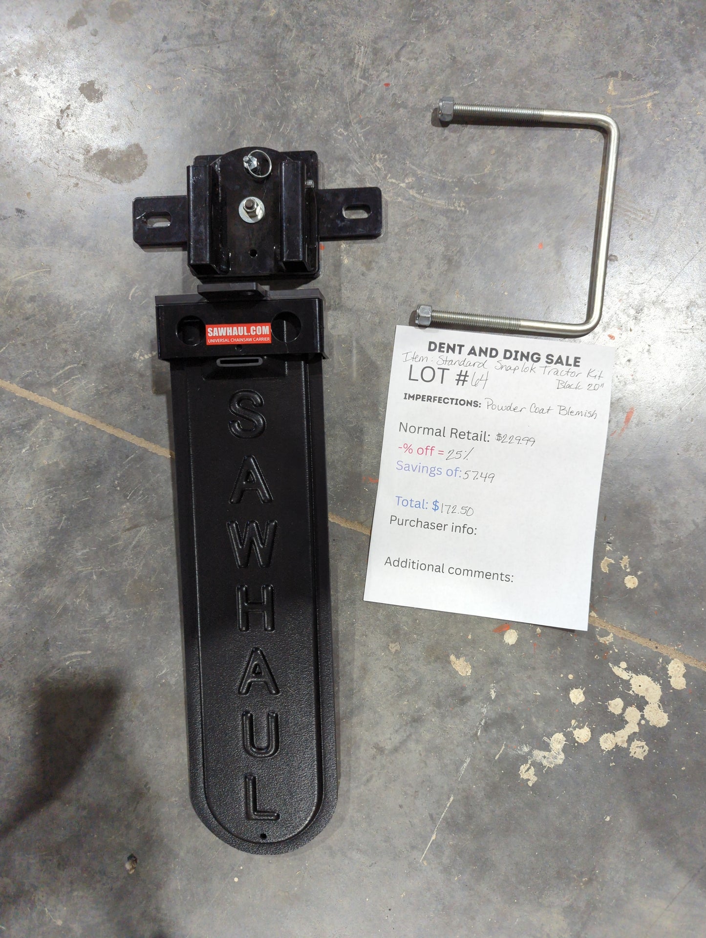 DEAL of the Day!! Lot #61-65 20" Black Snap-Lok Tractor Kit
