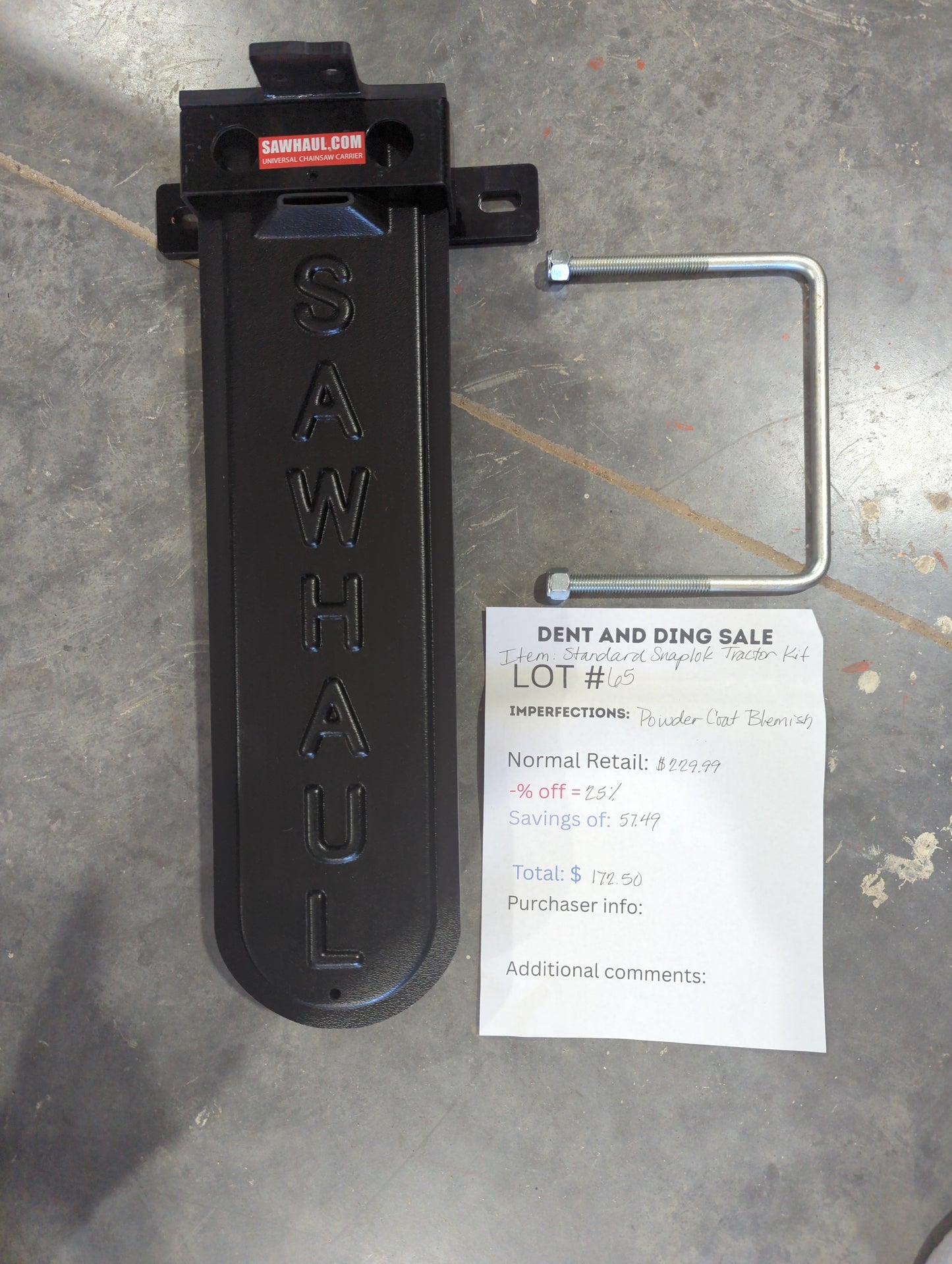DEAL of the Day!! Lot #61-65 20" Black Snap-Lok Tractor Kit