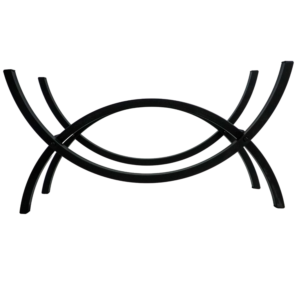 3 ft Crescent Steel Firewood Rack Black Indoor or Outdoor