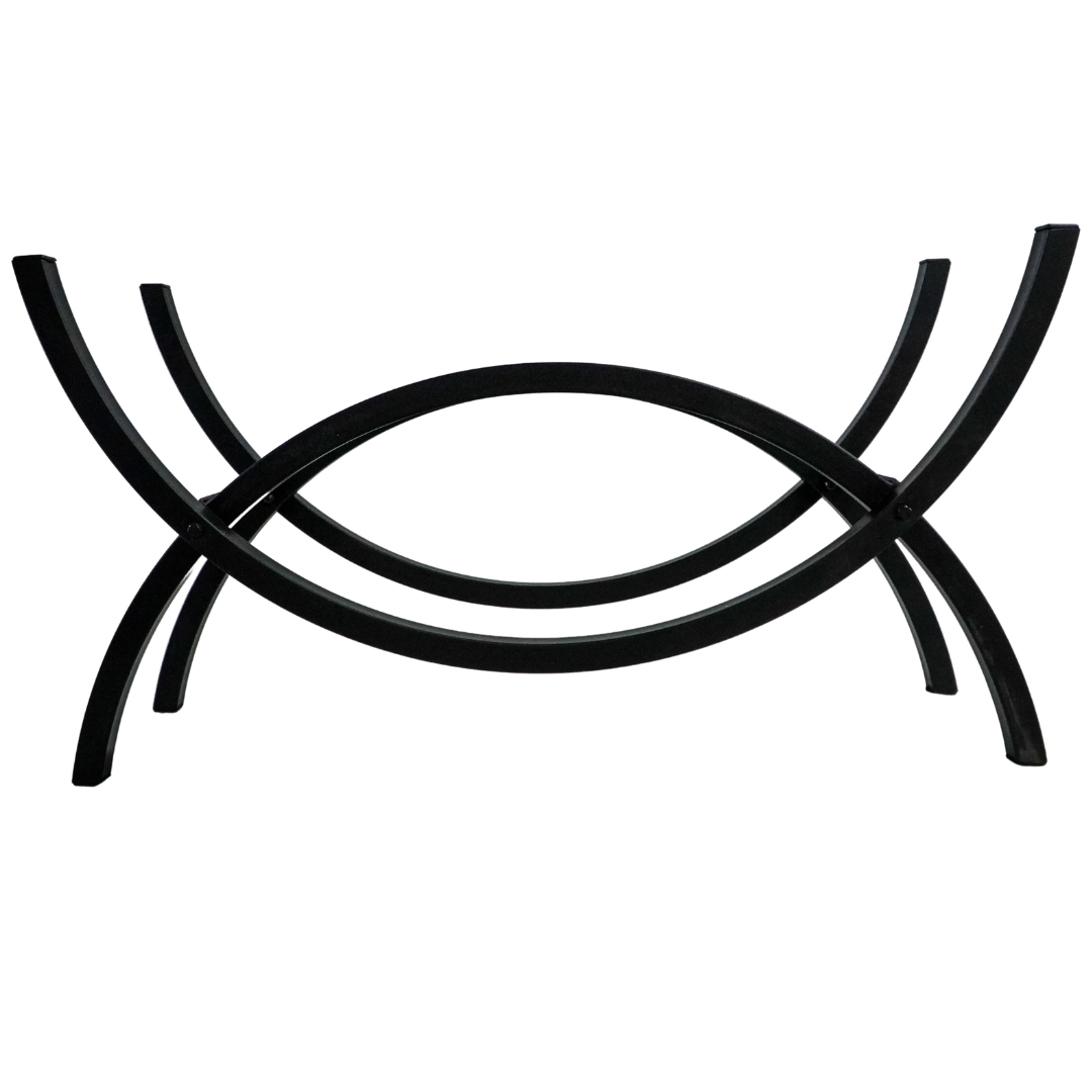 3 ft Crescent Steel Firewood Rack Black Indoor or Outdoor