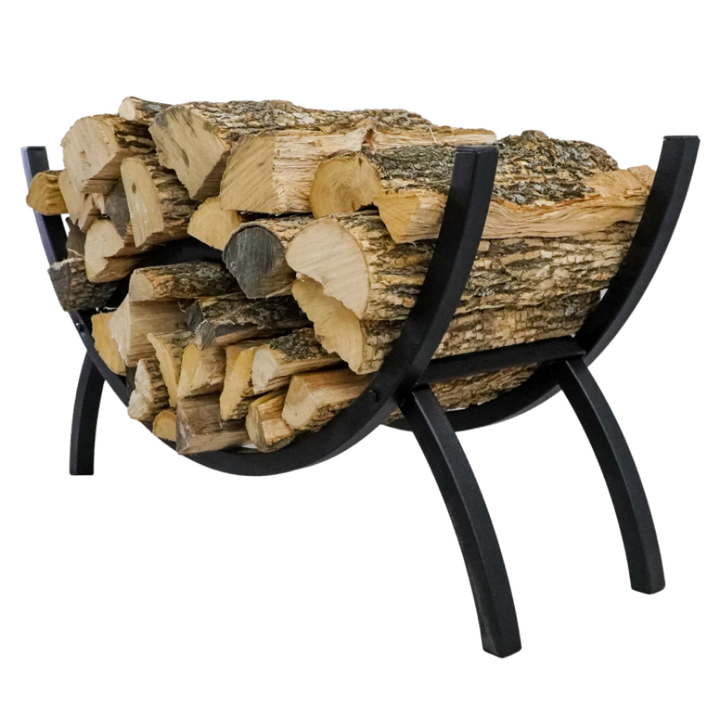 3 ft Crescent Steel Firewood Rack Black Indoor or Outdoor