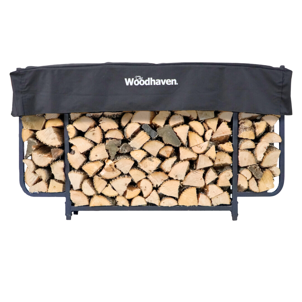 6 ft Courtyard Steel Firewood Rack with Cover