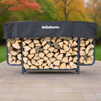 6 ft Courtyard Steel Firewood Rack with Cover