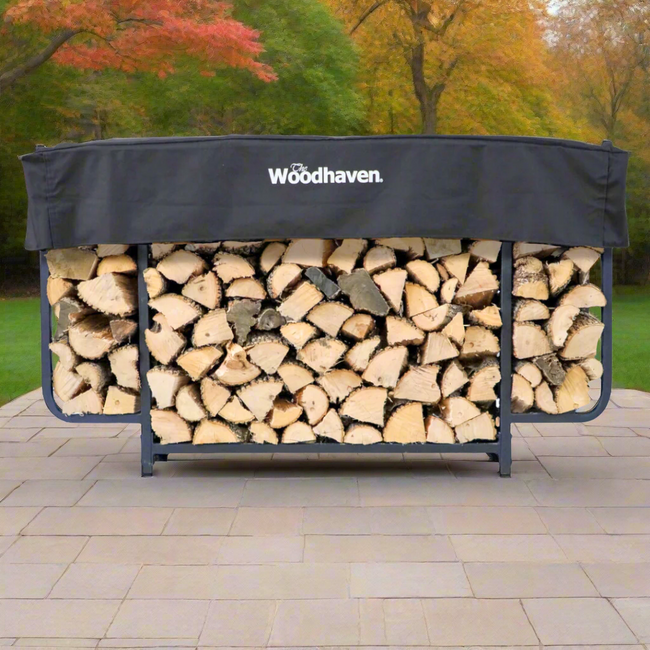 6 ft Courtyard Steel Firewood Rack with Cover Main Image
