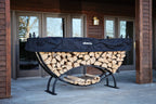 8 ft Large Crescent Steel Firewood Rack with Seasoning Cover Woodhaven