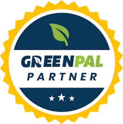 GreenPal Partner logo with a leaf symbol on a white background