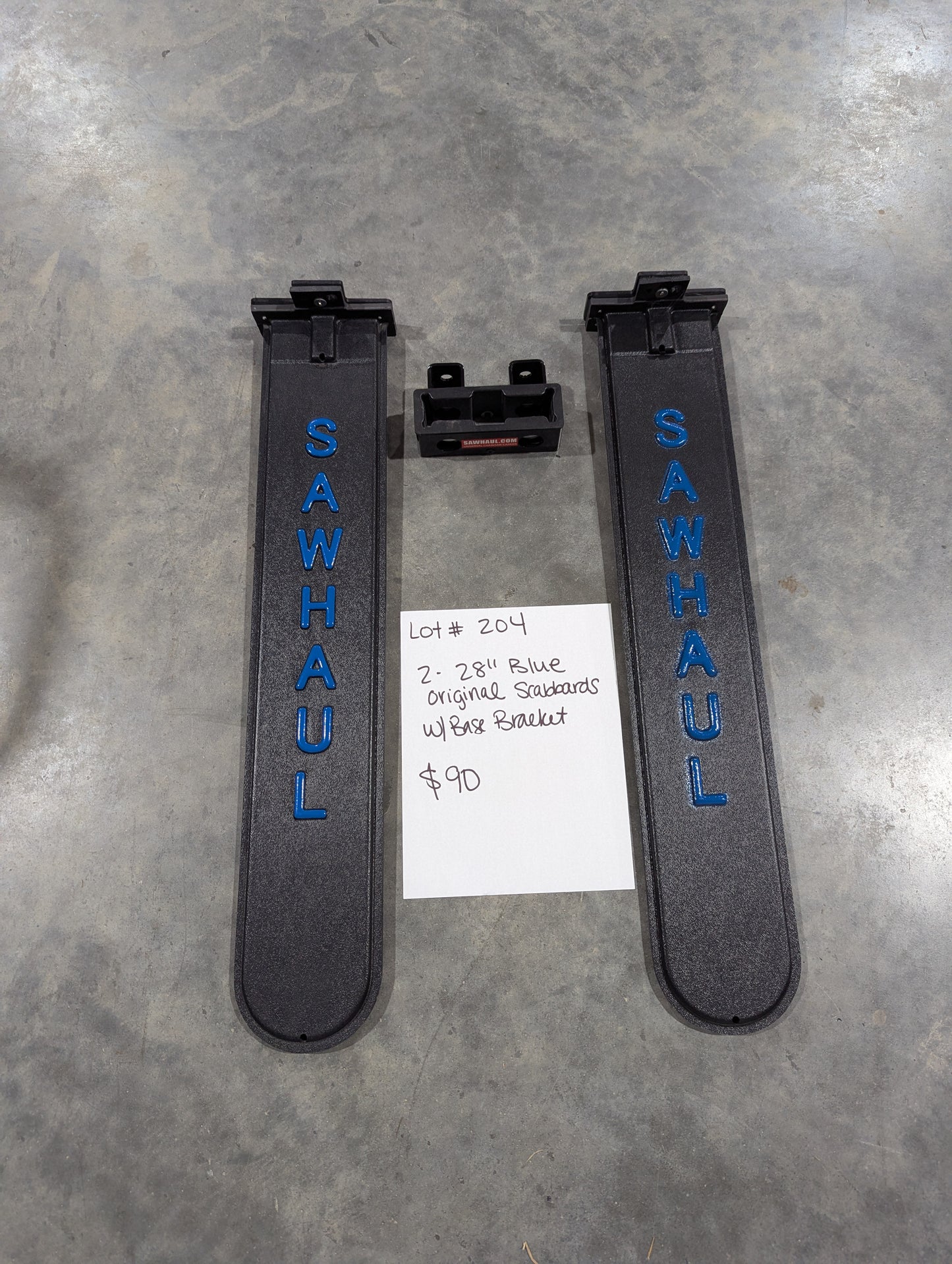 2 28" BLUE SCABBARDS WITH BASE BRACKET