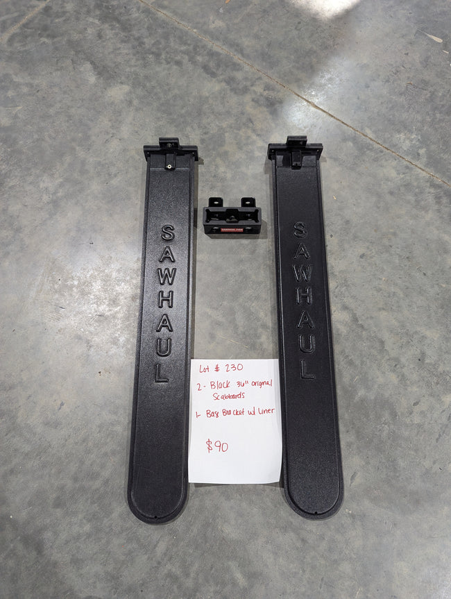 2 BLACK 36" SCABBARDS AND BASE BRACKET WITH LINER LOT Hover Image