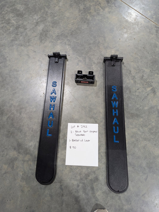 2 BLUE 36" SCABBARDS AND BASE BRACKET WITH LINER LOT