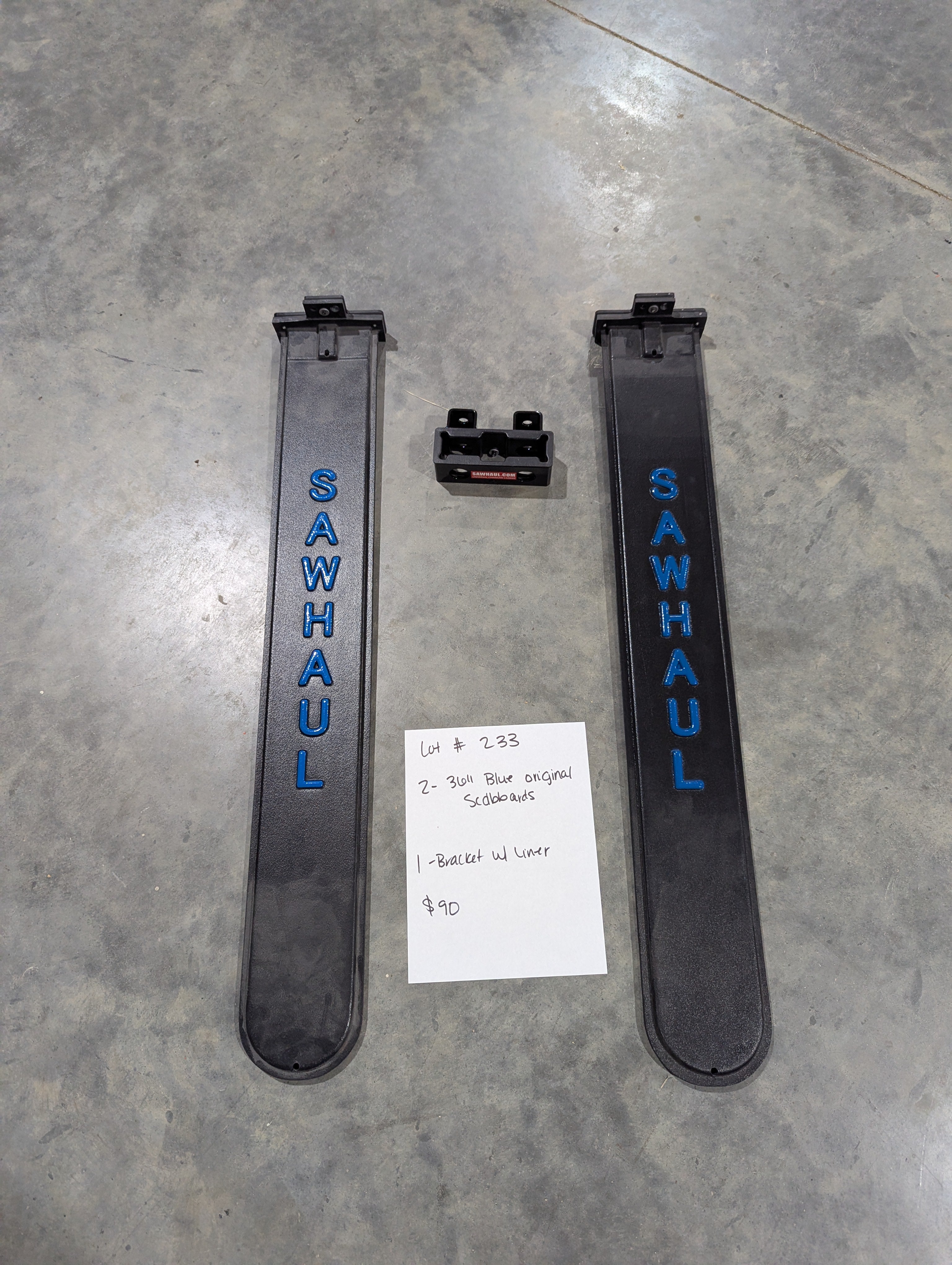 2 BLUE 36" SCABBARDS AND BASE BRACKET WITH LINER LOT