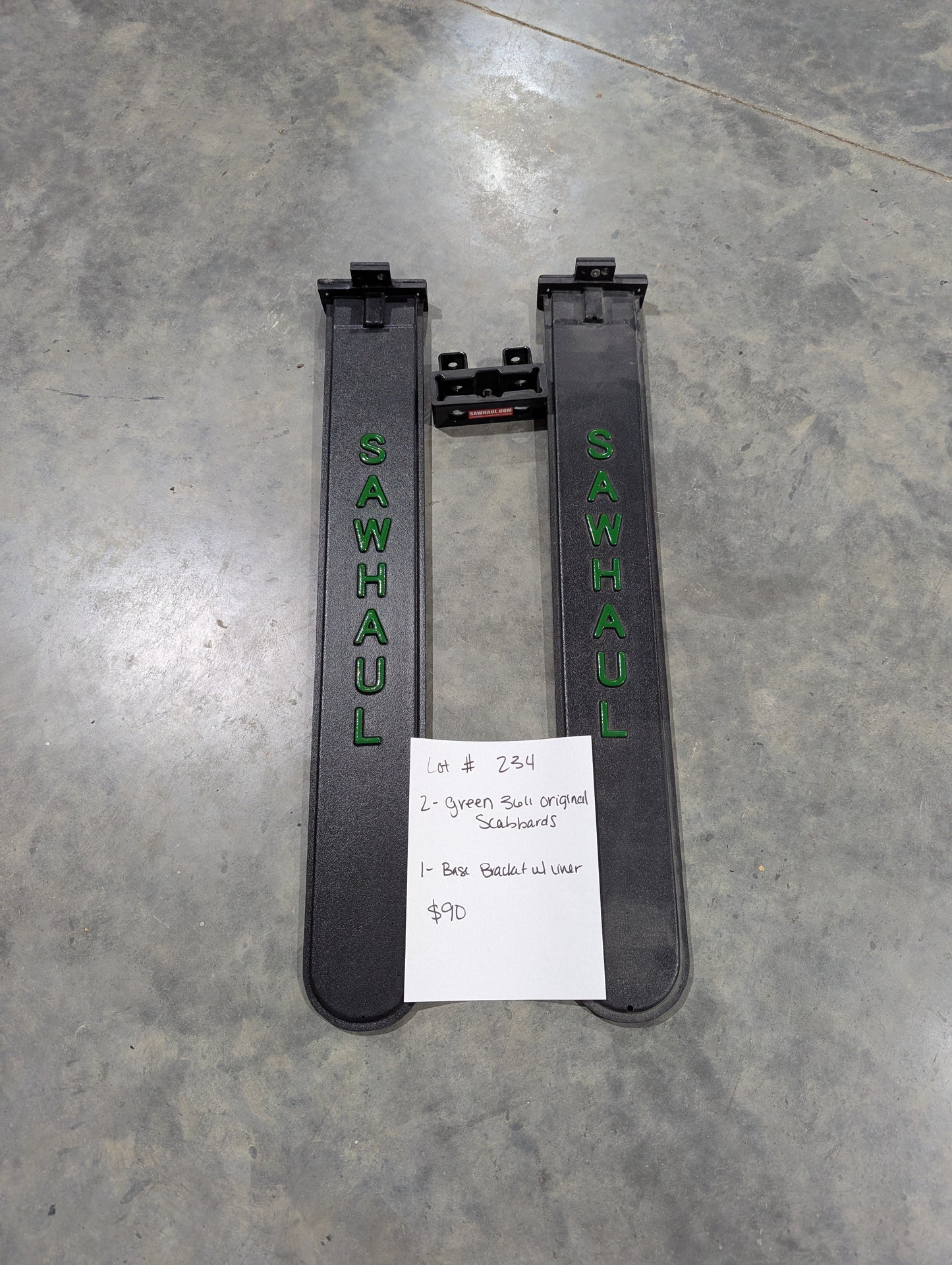 2 36" GREEN SCABBARDS WITH BRACKET