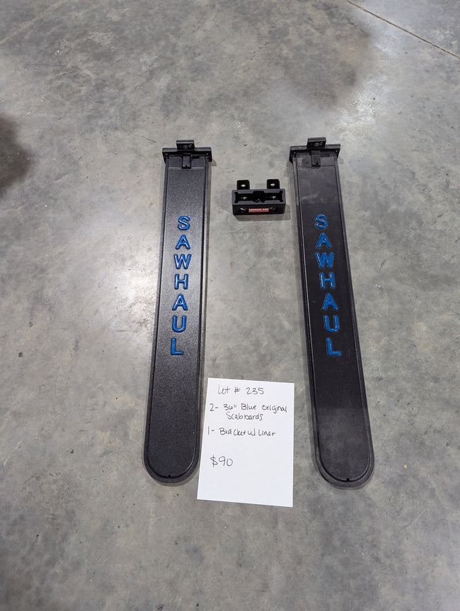 2 36" BLUE SCABBARDS AND BASE BRACKET WITH LINER LOT Hover Image