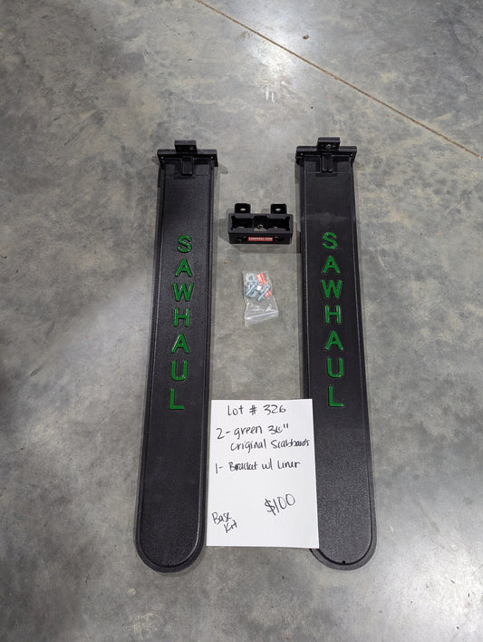 2 original 36" green scabbards and bracket with liner closeout base kit lot
