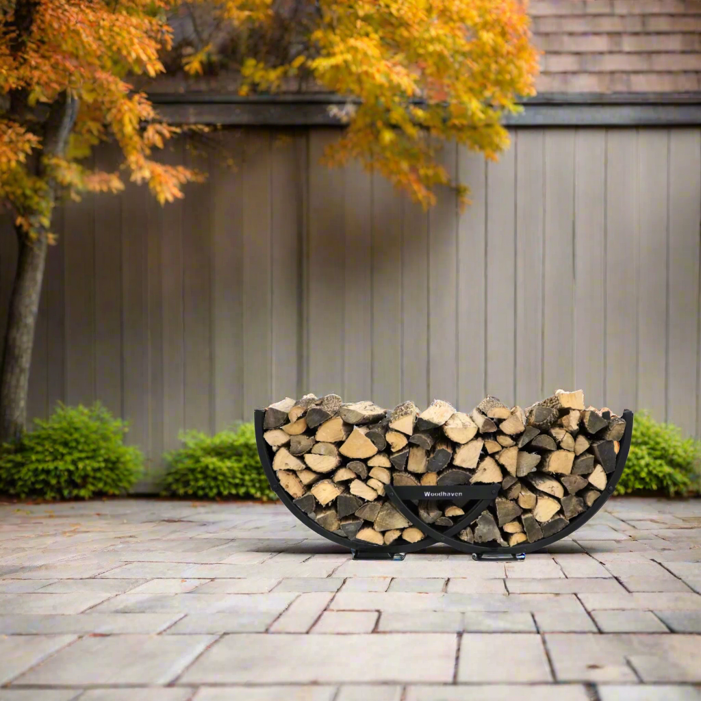 Winter Workman Firewood Rack  Curved Steel  Woodhaven