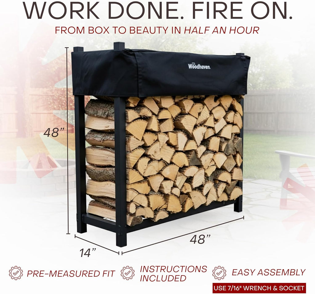 4 ft Steel Firewood Rack Holds 1/4 Cord Woodhaven