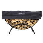 5 ft Crescent Steel Firewood Rack with Seasoning Cover Woodhaven