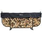 9 ft Courtyard Steel Firewood Rack with Seasoning Cover Woodhaven
