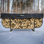 9 ft Courtyard Steel Firewood Rack with Seasoning Cover Woodhaven