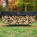 9 ft Courtyard Steel Firewood Rack with Seasoning Cover Woodhaven