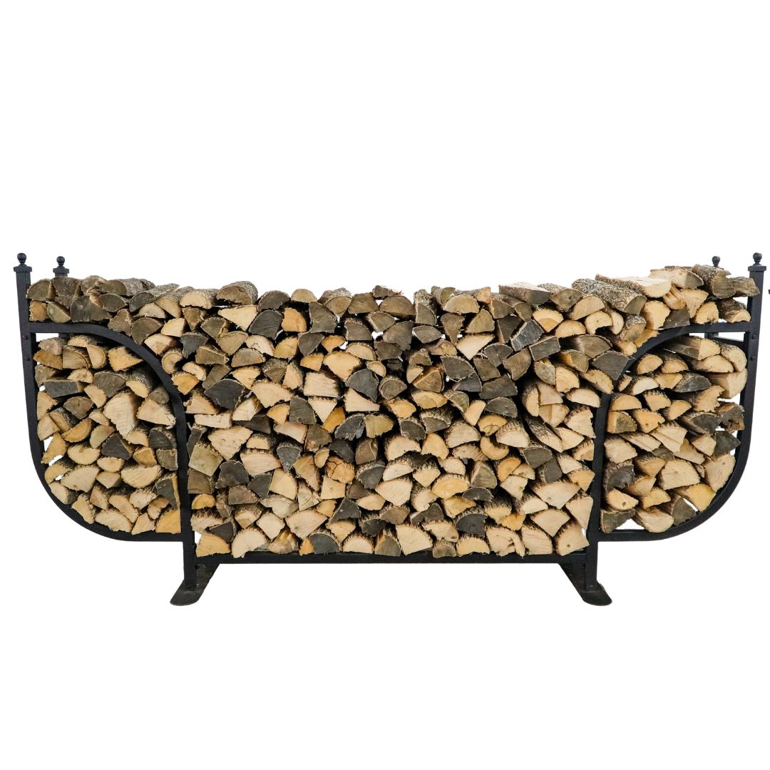9 ft Courtyard Steel Firewood Rack with Seasoning Cover Woodhaven