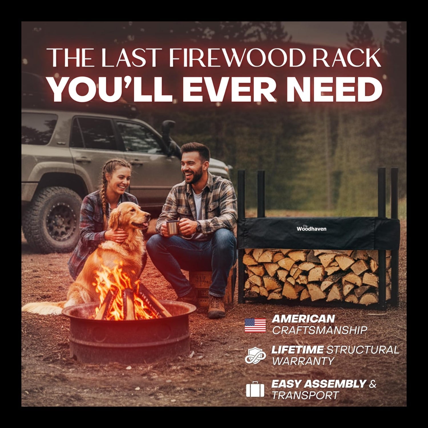4 ft Steel Firewood Rack Holds 1/4 Cord Woodhaven