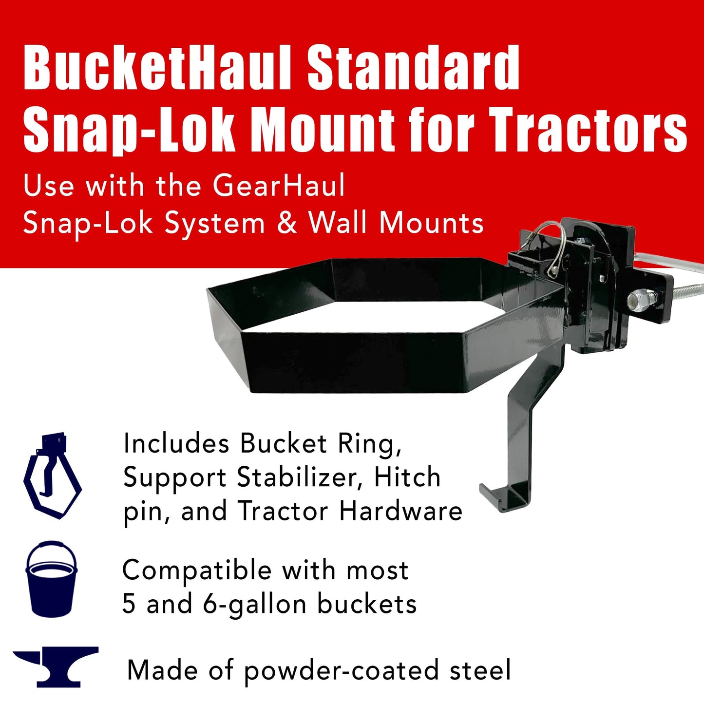 BucketHaul Snap - Lok Rotating Mount for Tractors - GearHaul - BHSLSTS