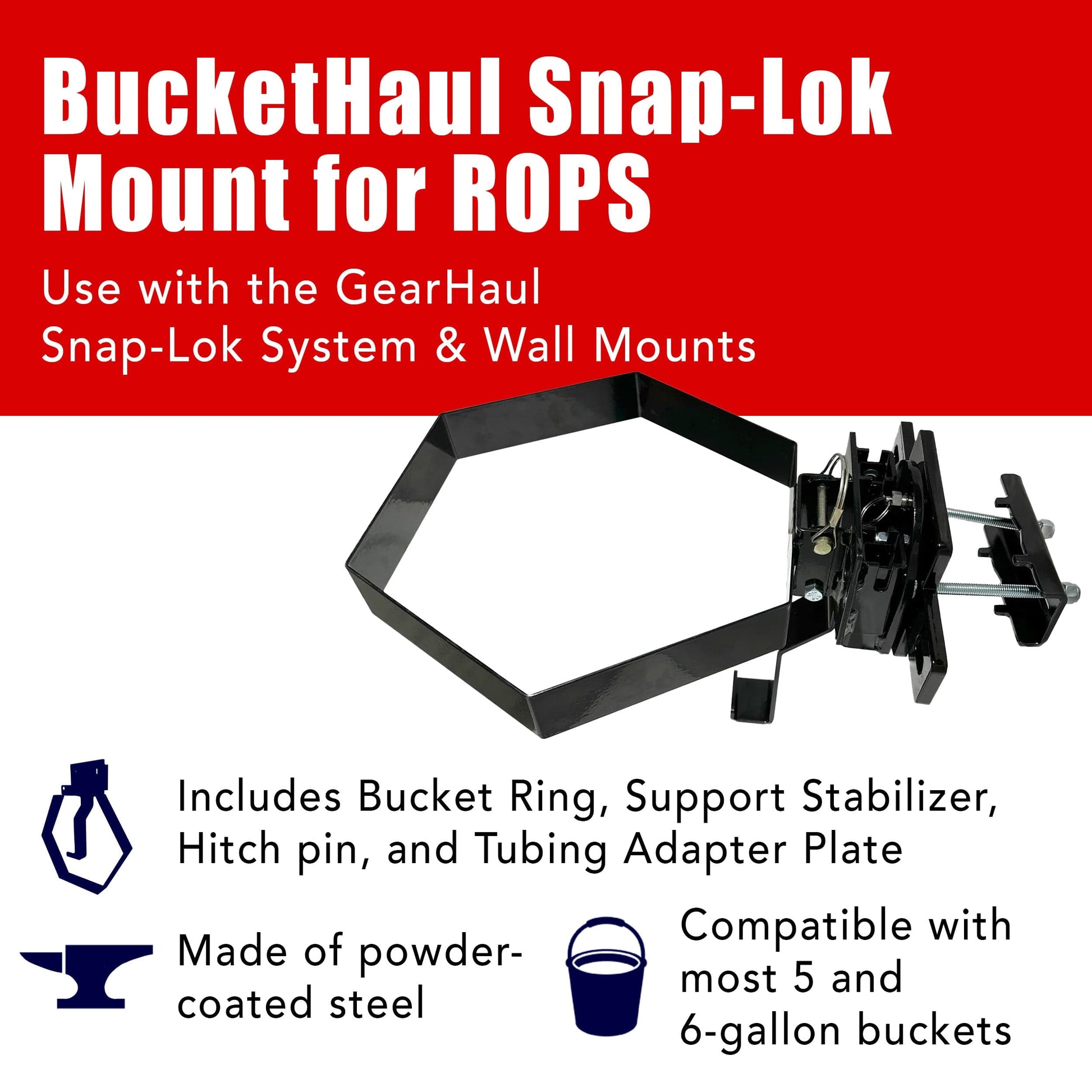 BucketHaul Snap - Lok Rotating Mount for Tubing and ROPS - GearHaul - BHSLSRP