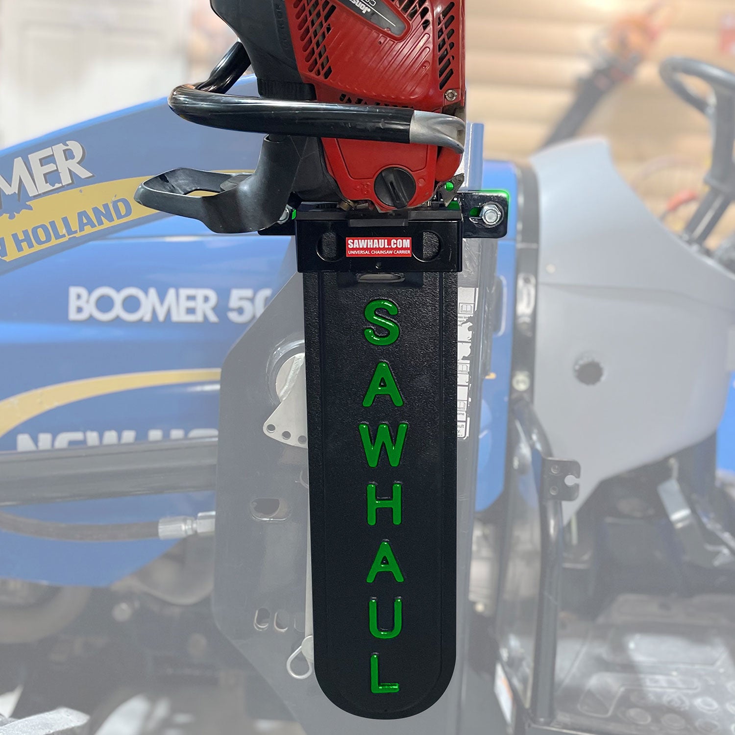 SawHaul Universal Chainsaw Carrier FIXED MOUNT for TRACTOR LOADER ARMS