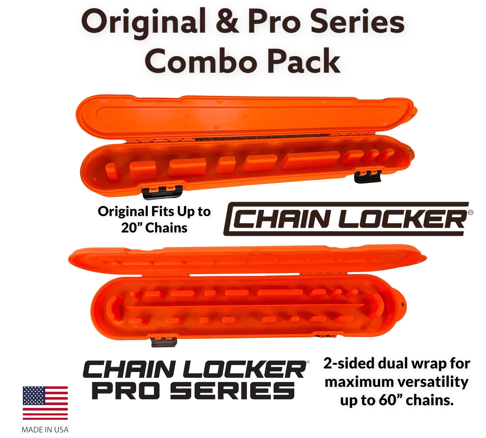 Orange chain locker combo pack with 'Chain Locker' branding on a white background