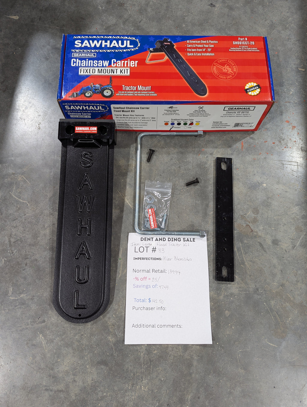 CLOSEOUT Lot# 83-87 20" Black Large Fixed Tractor Kit