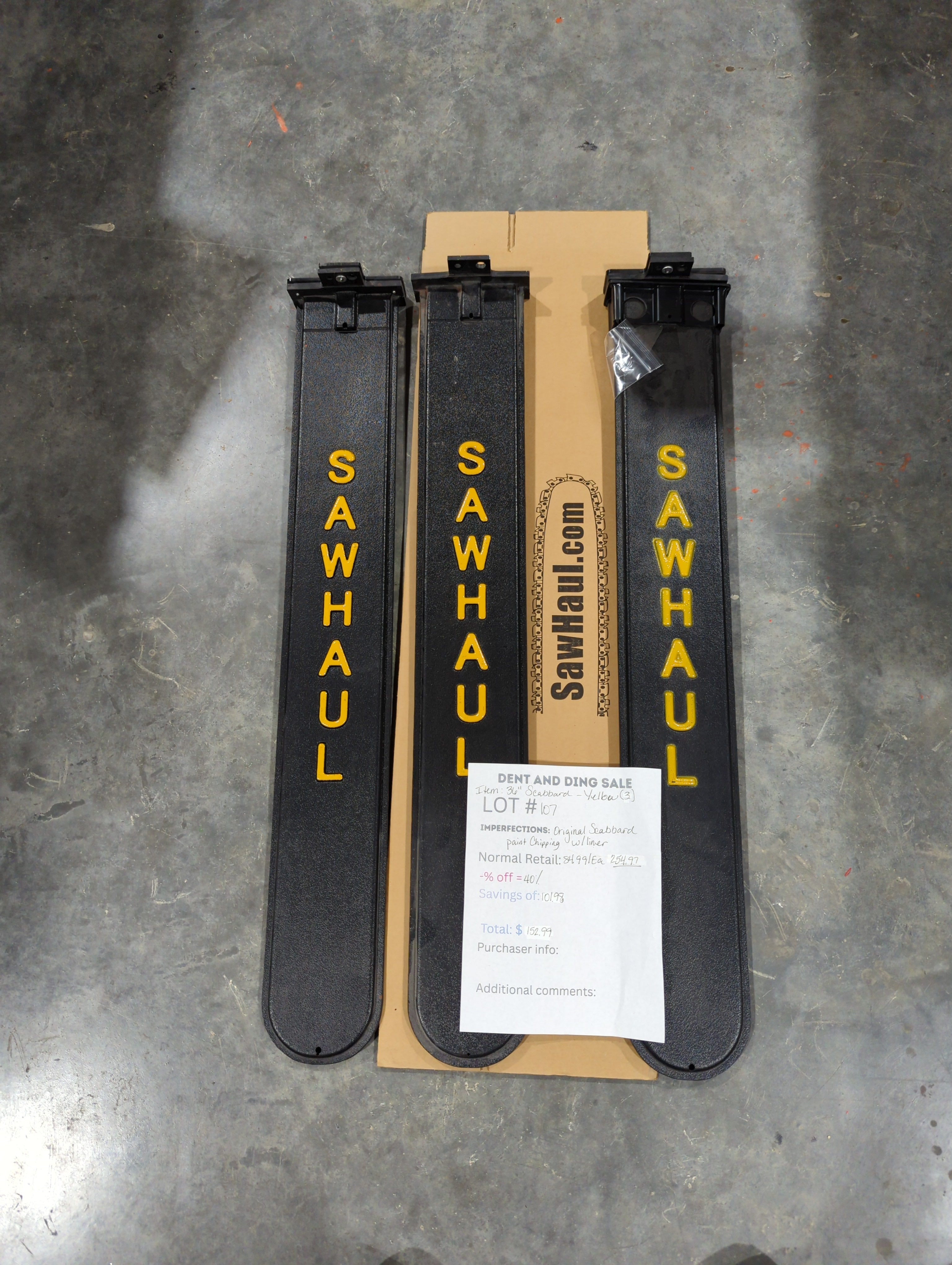 Closeout Lot # 107 (3 pack)-36" Yellow Original Scabbards with Liner included