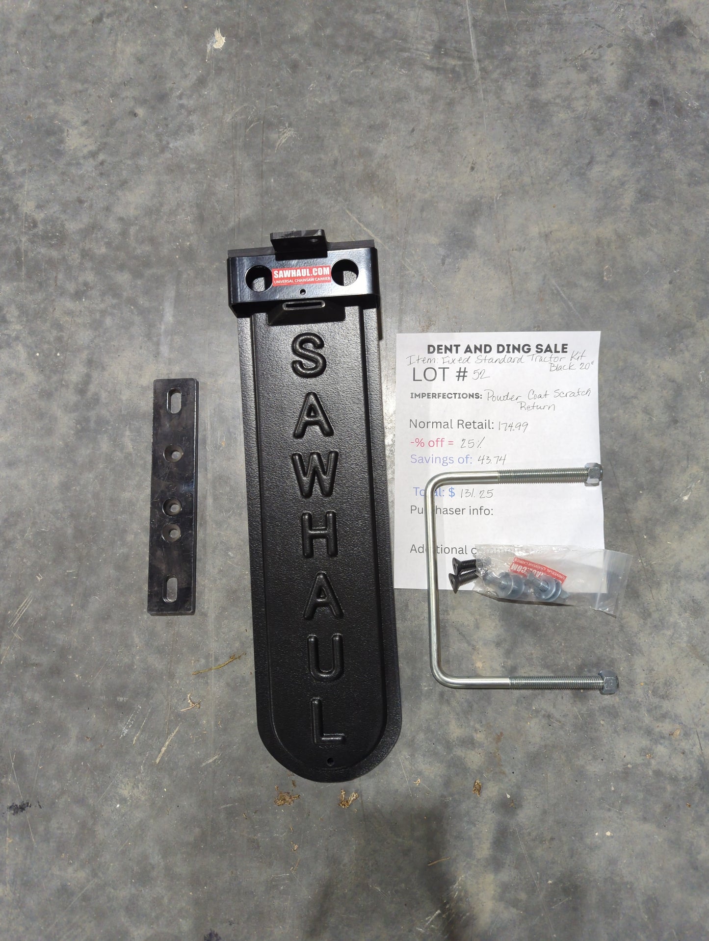 Deal Of the day!! Lot # 51 to 60B 20" Black Fixed Tractor Kit