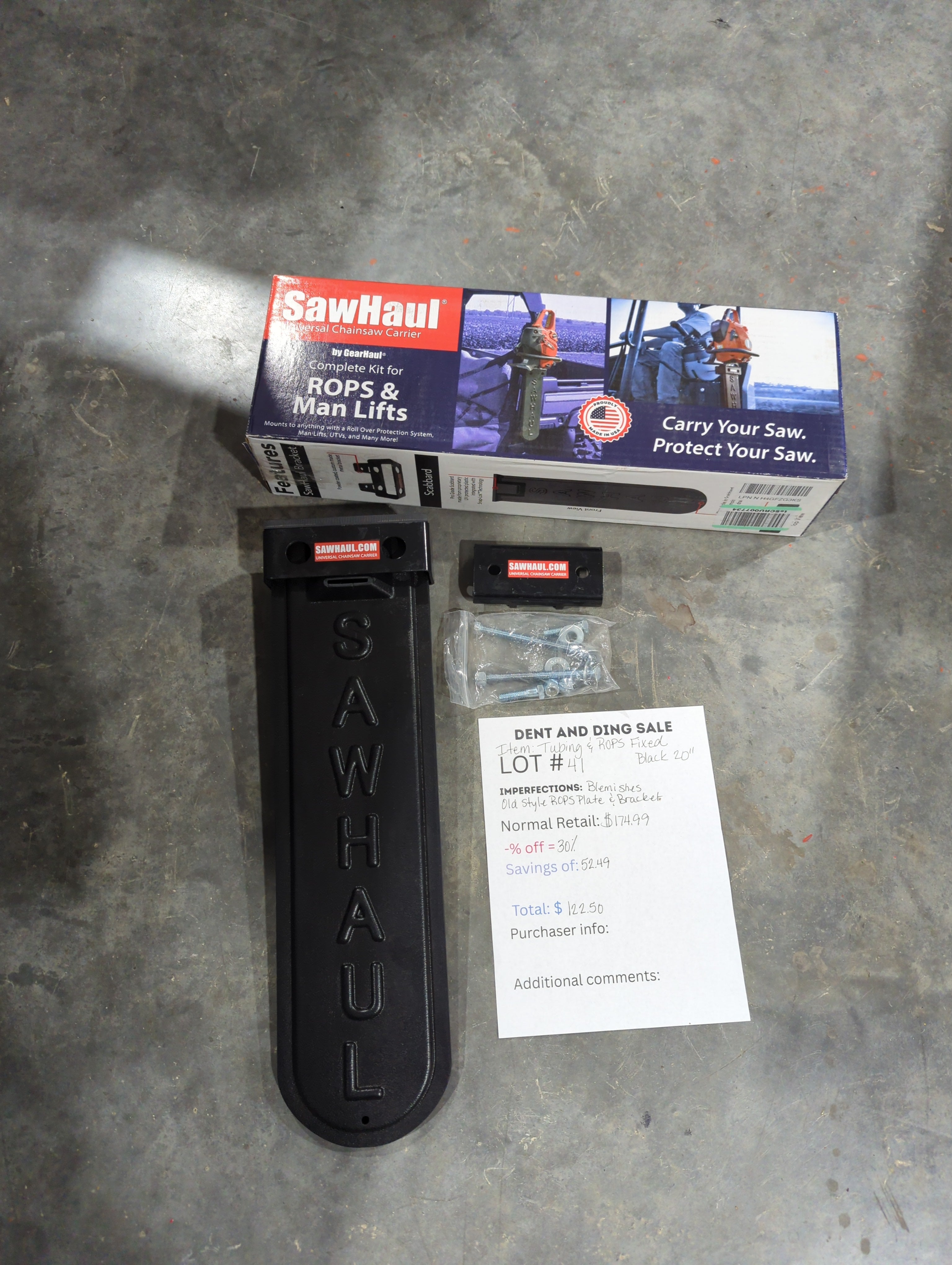 CLOSEOUT LOT# 39-44 20" BLACK FIXED TUBING AND ROPS KIT