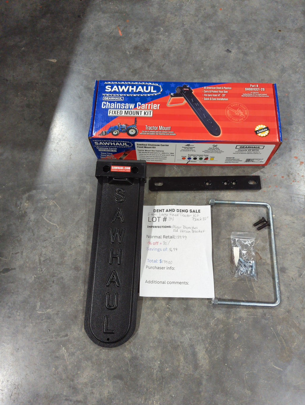CLOSEOUT Lot# 83-87 20" Black Large Fixed Tractor Kit