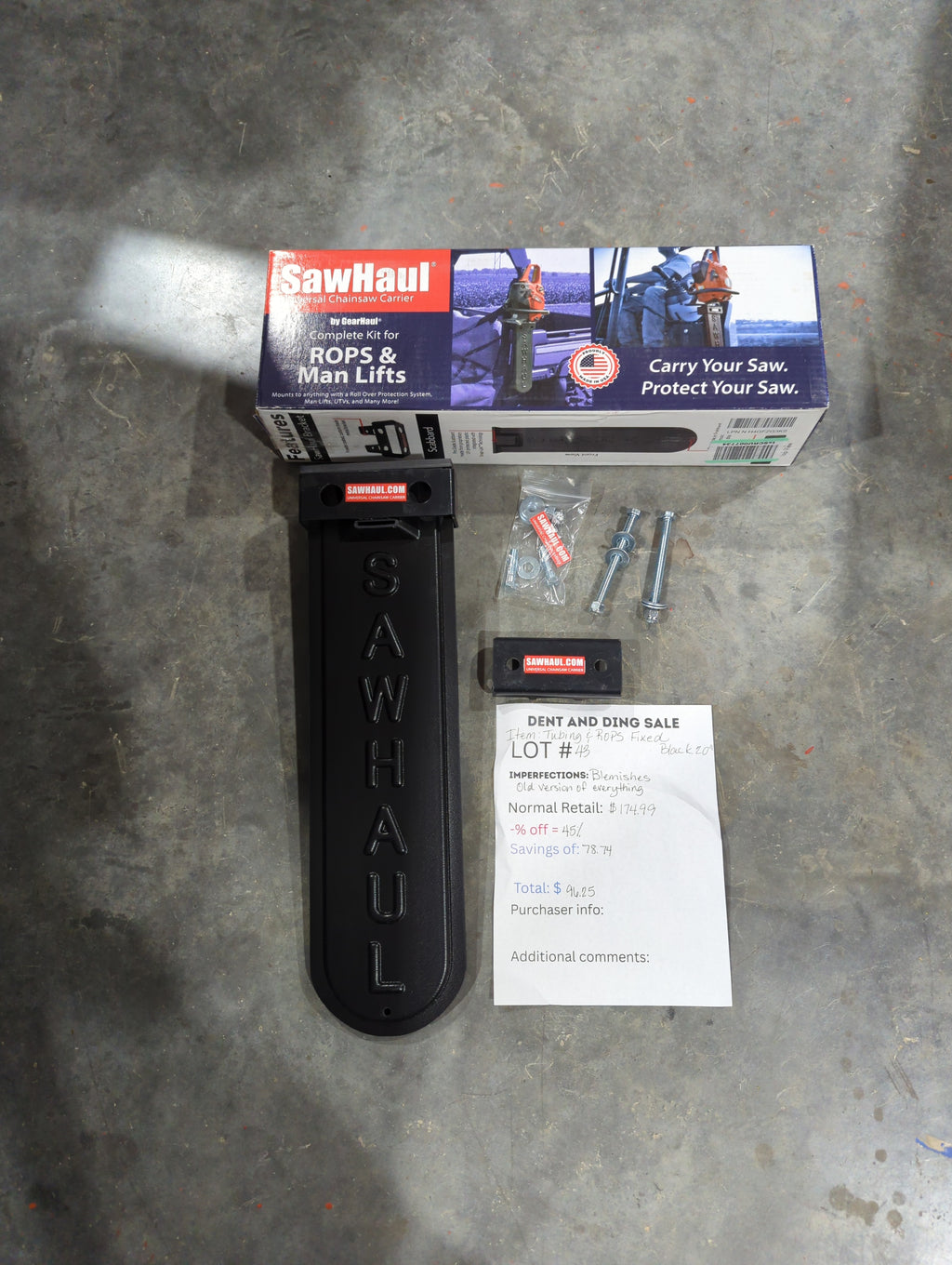 CLOSEOUT LOT# 39-44 20" BLACK FIXED TUBING AND ROPS KIT