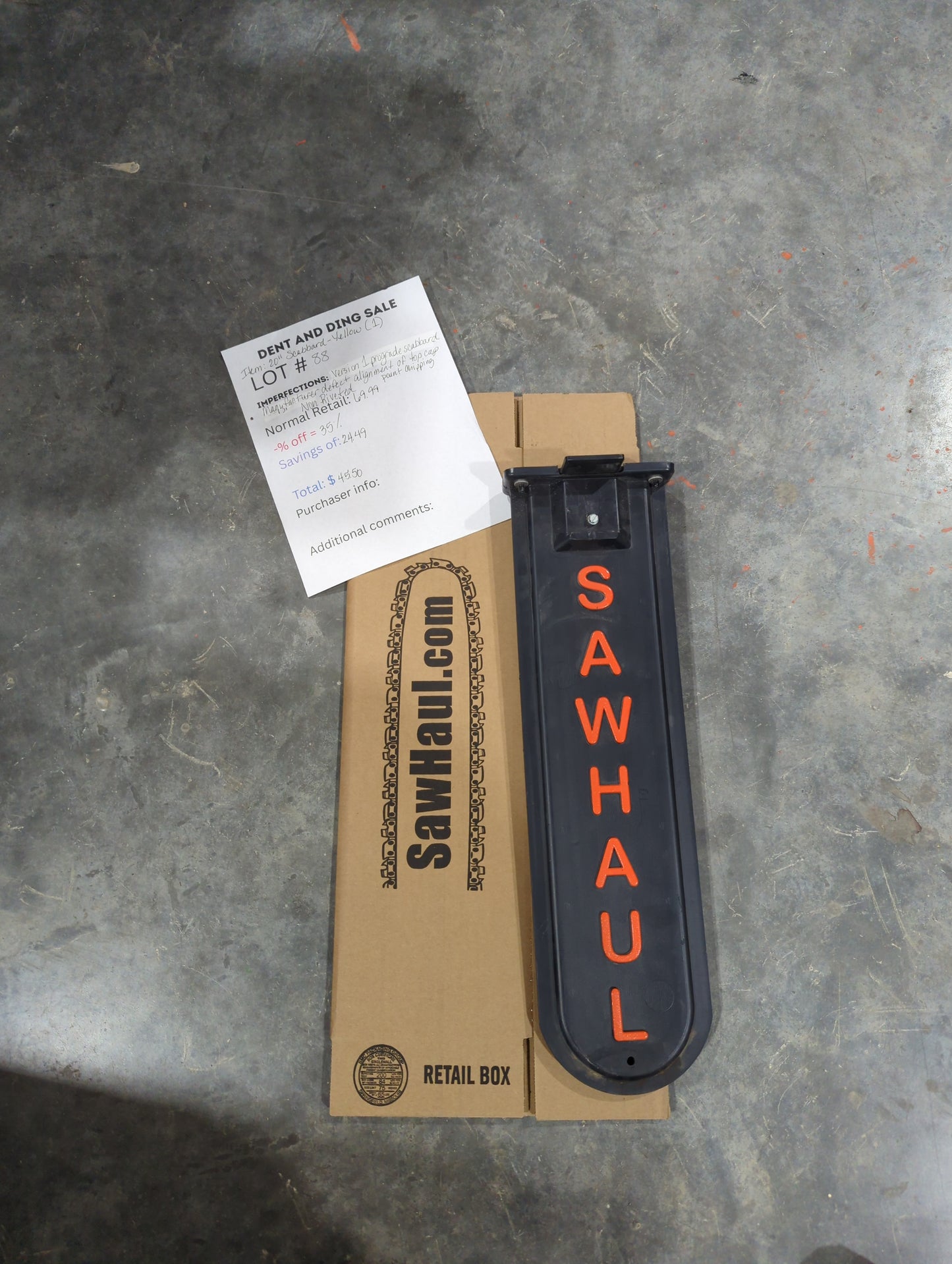 DEAL OF THE DAY!! LOT# 88 (1 PACK) 20" ORANGE USED PRO GRADE SCABBARD