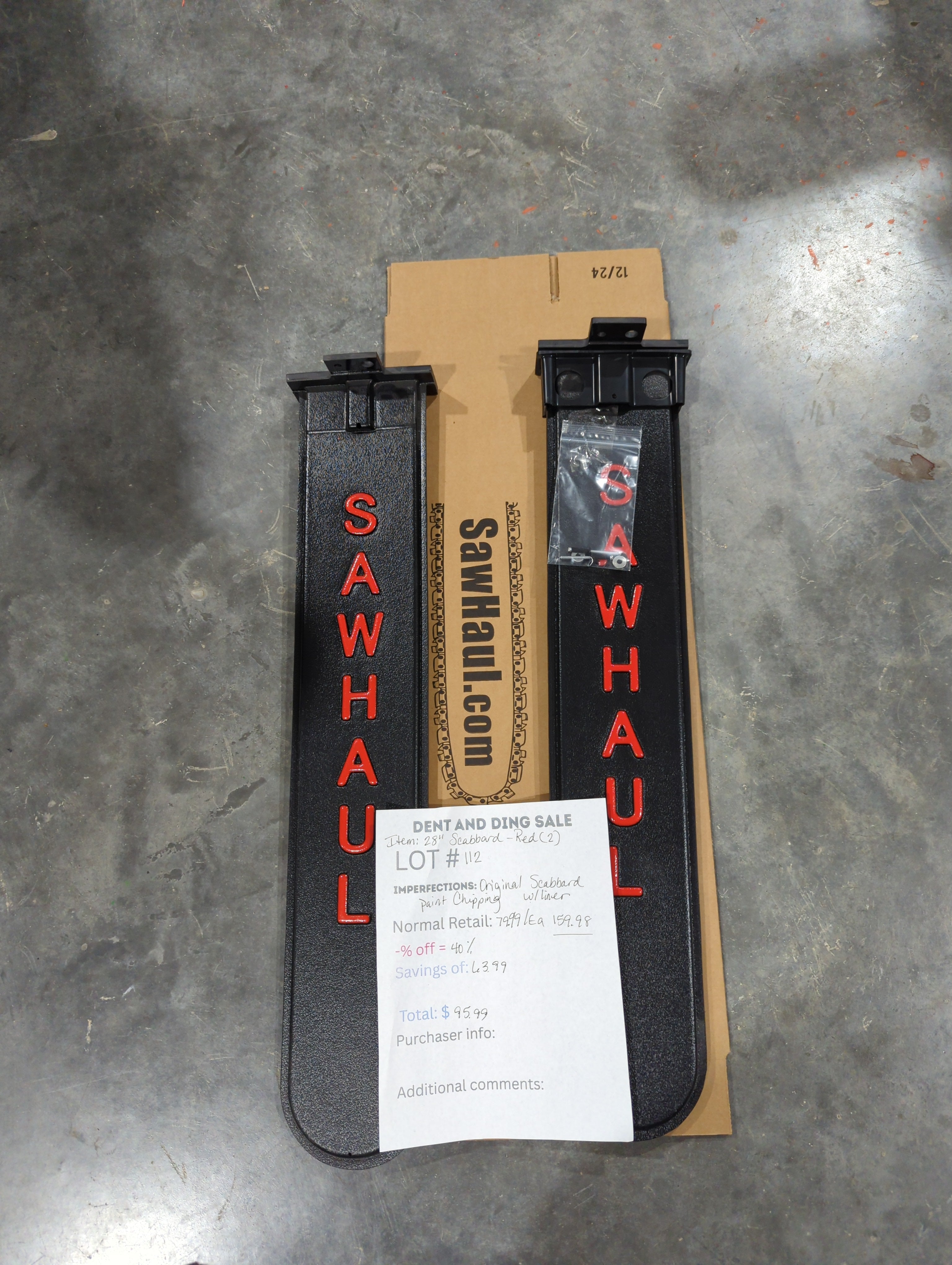 Closeout Lot # 112 (2 pack)-28" Red Original Scabbards with Liner included