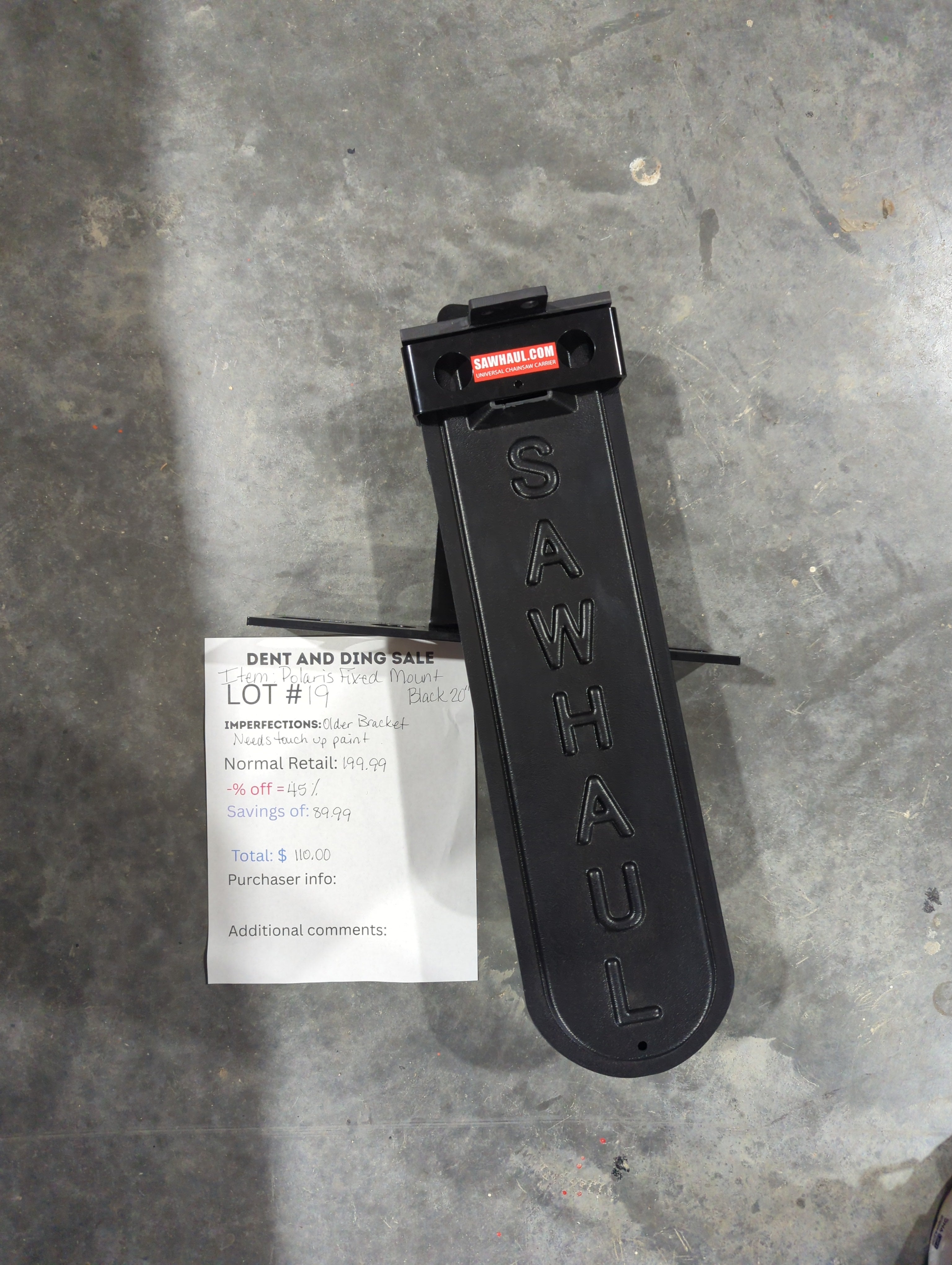 CLOSEOUT Lot #19-24 20" Black Fixed SawHaul for Polaris and Can-Am