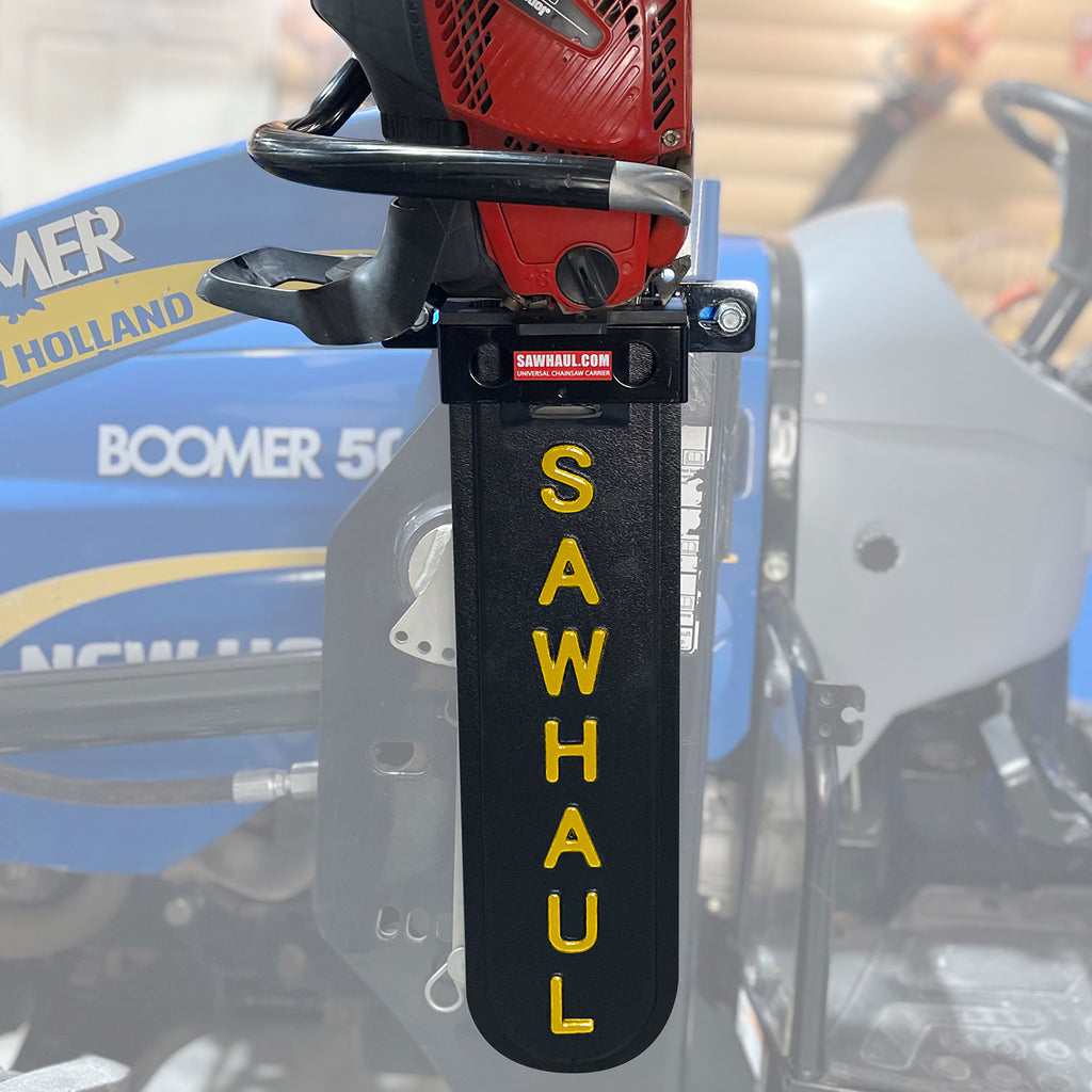 SawHaul Universal Chainsaw Carrier FIXED MOUNT for TRACTOR LOADER ARMS